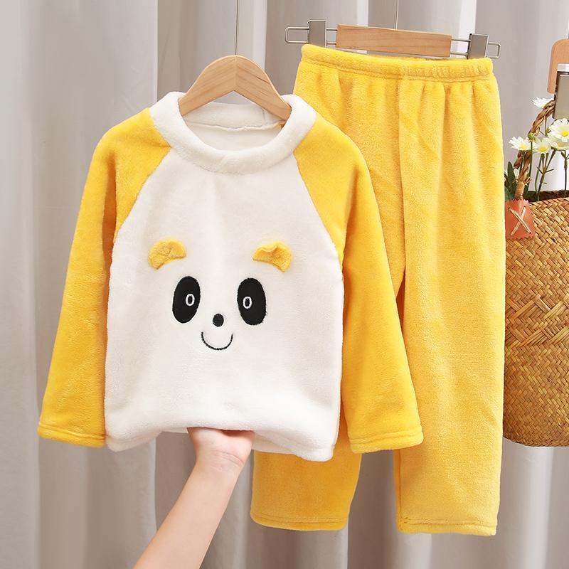 Baby spring and autumn pajamas baby pajamas 1-3 years old children's fur suit fine velvet thickened baby winter home clothes