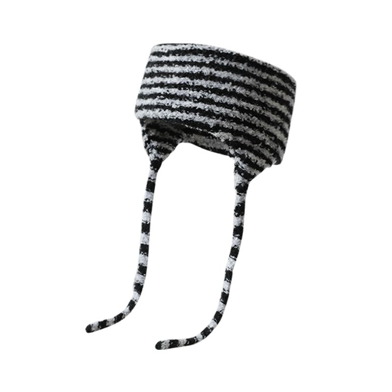 Ear protection headband for girls Korea Dongdaemun Dopamine sweet striped headband hot girl autumn and winter warm knitted headband