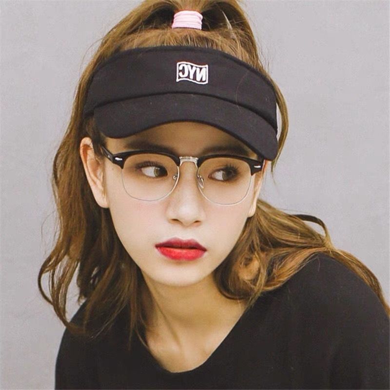 Japanese retro black half-frame glasses female pure desire net red round face thin flat light can be matched with myopia eye frame male