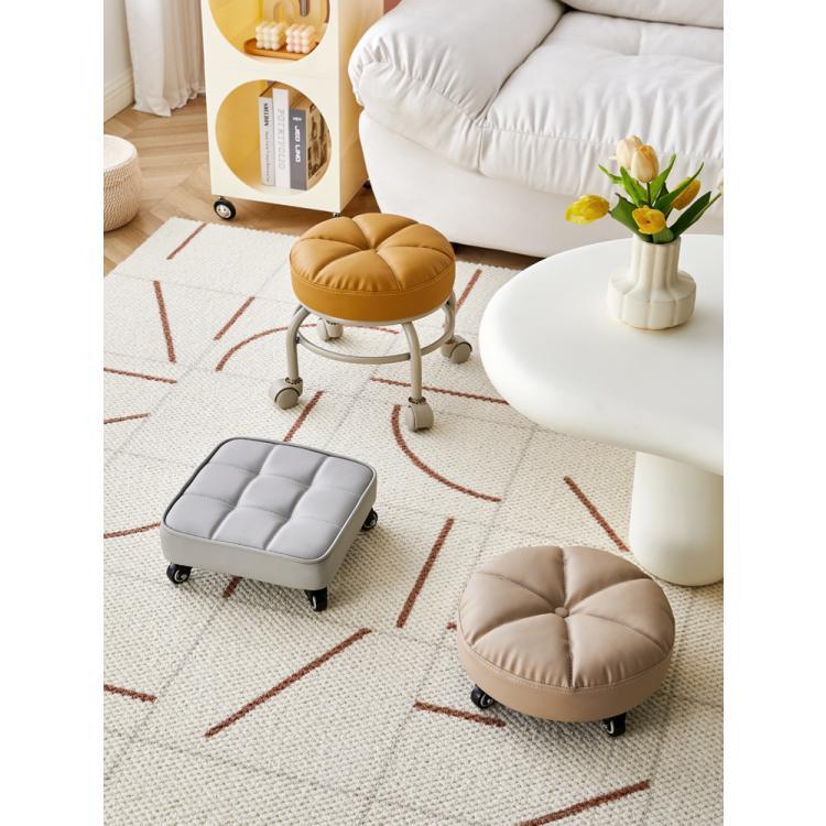 滑轮矮凳可移动儿童学步神器美缝凳带轮万向轮小凳子家用地板圆凳