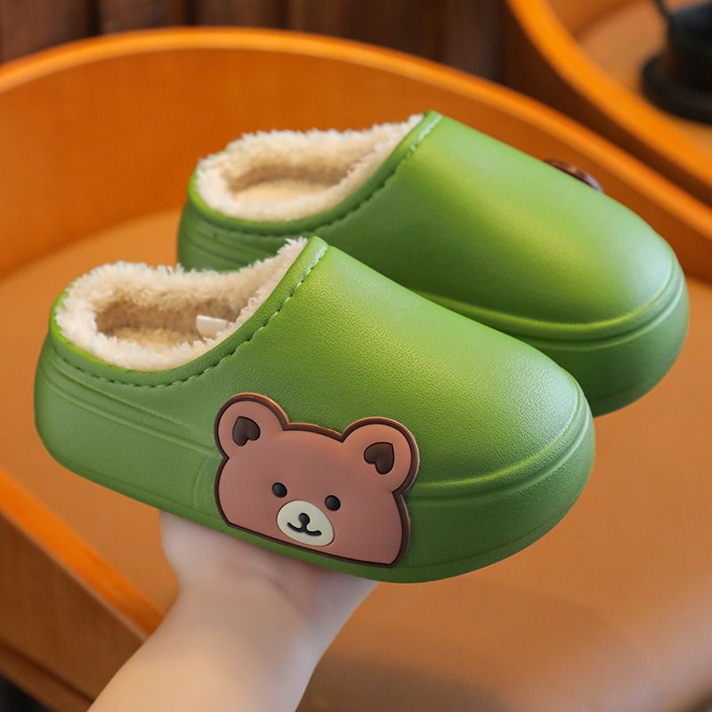Children's cotton slippers autumn and winter waterproof non-slip thickened parent-child soft bottom cartoon baby cotton shoes