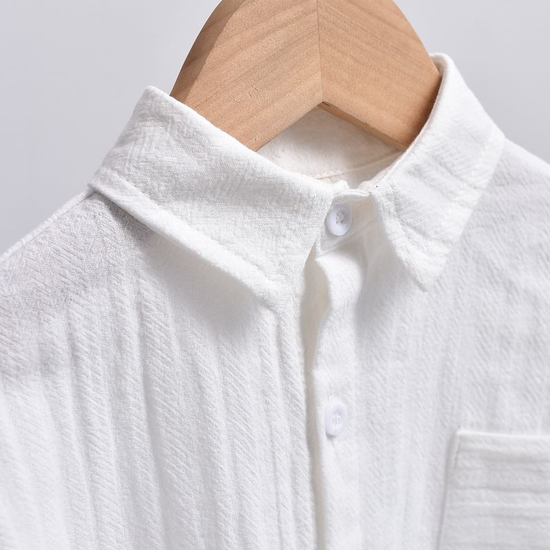 Boys' long-sleeved shirt spring new children's Korean version of pure cotton lapel thin white shirt boy gentleman style