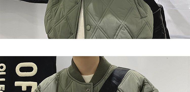 Men's Quilted Jacket Diamond Grid Winter Baseball Coat Cotton_voghion.com