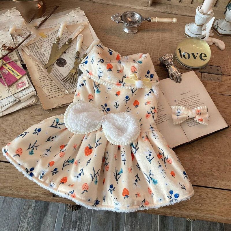 秋冬款保暖加厚狗狗衣服比熊博美泰迪狗连衣裙小型犬幼犬猫咪宠物