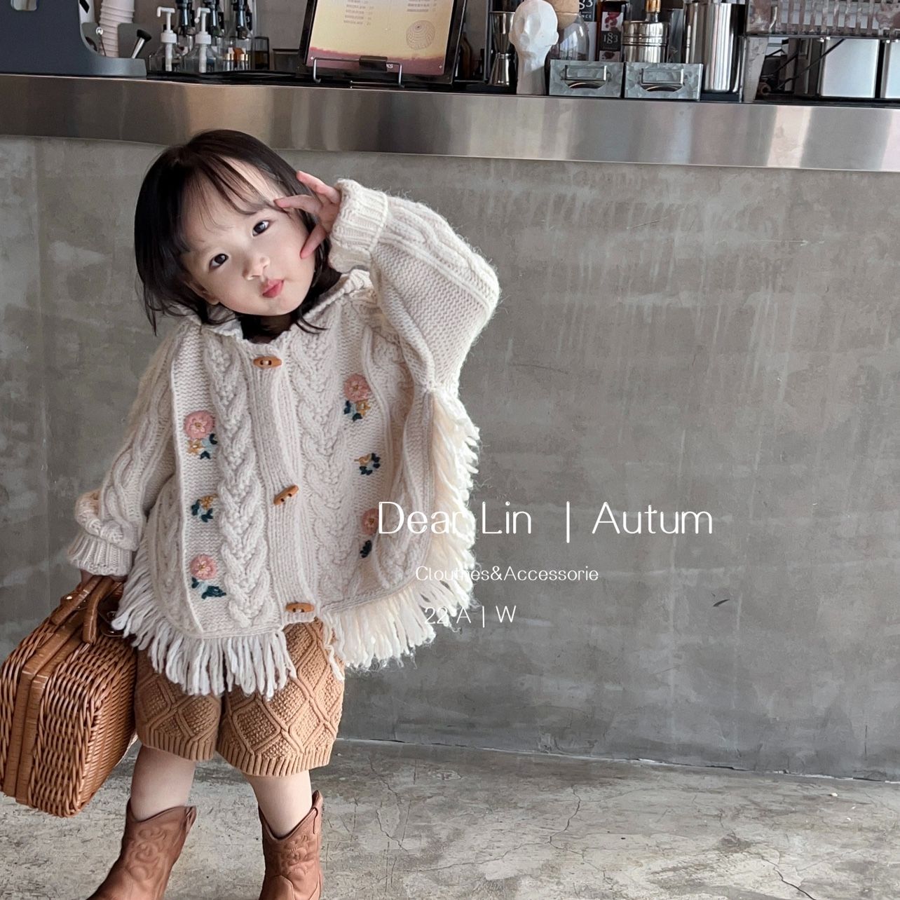 韩版童装秋装女童洋气绣花针织衫儿童开衫上衣宝宝斗篷毛衣外套