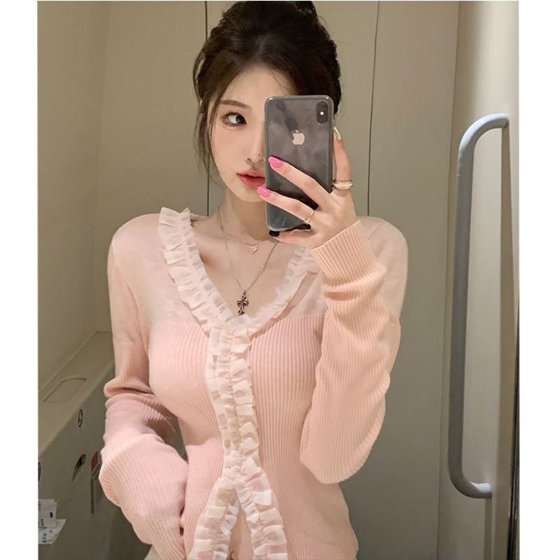 Jenny's diary lace top bottoming shirt women's autumn long-sleeved pure desire sweet hot girl slim slim long-sleeved T-shirt