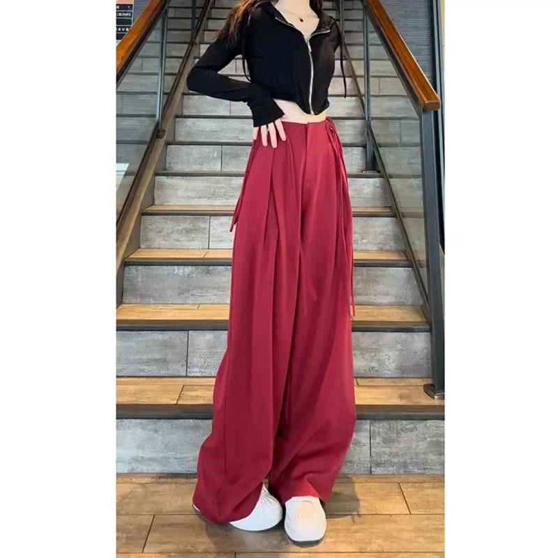 Suspender suit pants for women 2022 autumn new loose strap casual pants suspenders high waist drape floor mopping wide leg pants