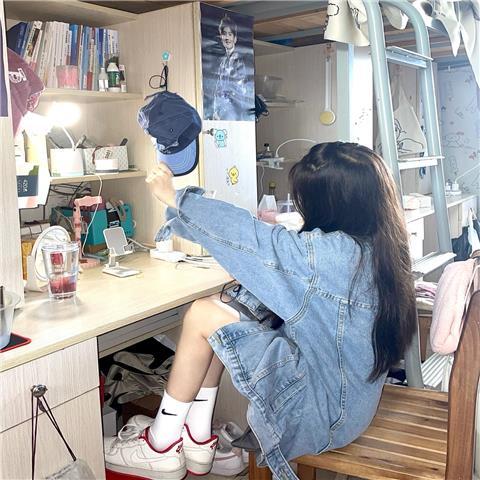 Guochao brand American retro jacket washed denim jacket female tide ins autumn new loose small top