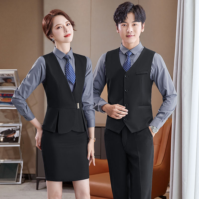 Men and women with the same professional suit vest suit hotel front desk staff work clothes long-sleeved catering ktv tooling