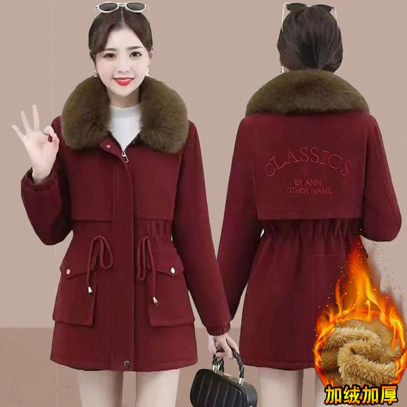 派克服女中長款棉服冬季新款寬鬆大碼加絨棉衣羽絨棉襖加厚外套潮
