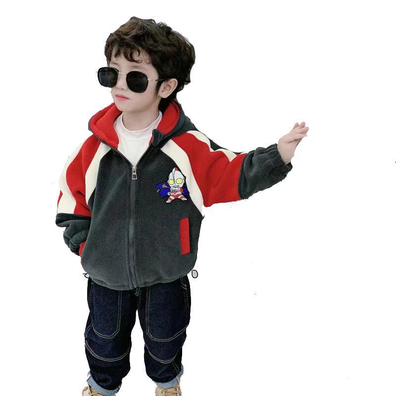 Boys' jacket autumn and winter foreign style boys 2022 new plush winter children's fashionable Altman net red top