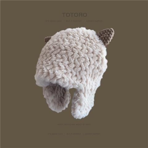 Autumn and winter fried chicken white beige hat for women cute warm Lei Feng hat showing face small fisherman hat temperament beret