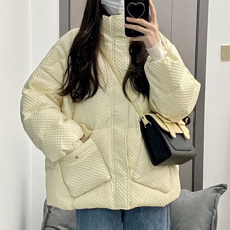 冬季立領棉服2023年新款韓版寬鬆短款艾尚簡約女裝外套ins風