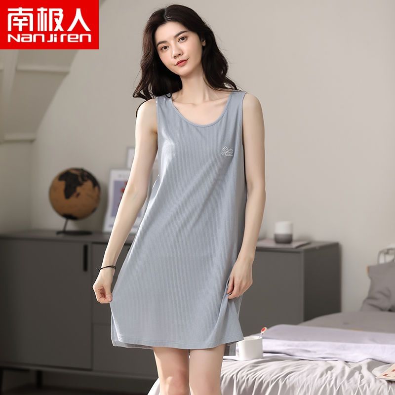 Nanjiren modal nightdress women summer short-sleeved pure cotton loose plus size ladies pajamas thin section casual home service