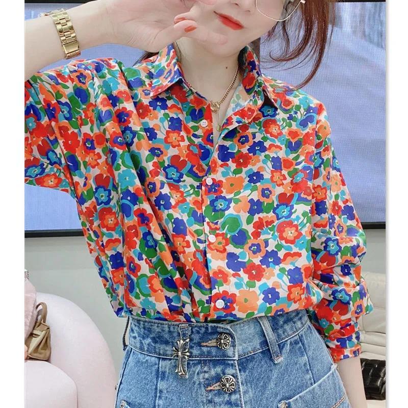 高級感春秋長袖法式碎花氣質襯衫女冬款內搭個性小眾設計感襯衣潮