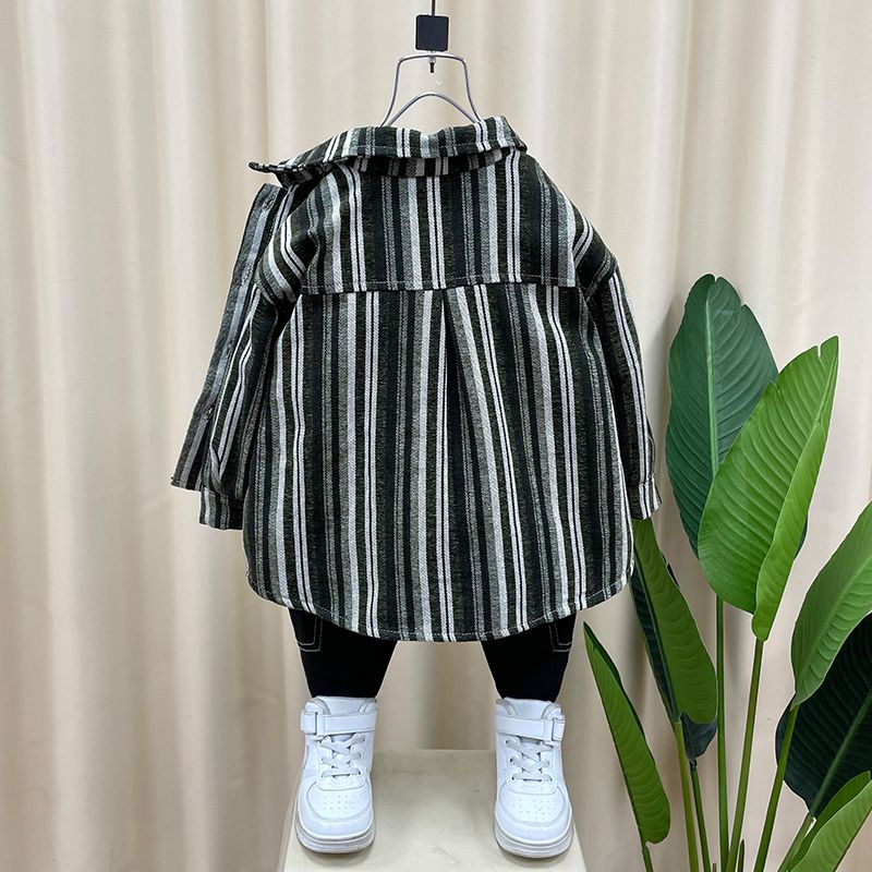 Boys fleece shirt autumn and winter clothes 2023 new foreign style baby clothes trendy handsome children fried street thick shirt jacket
