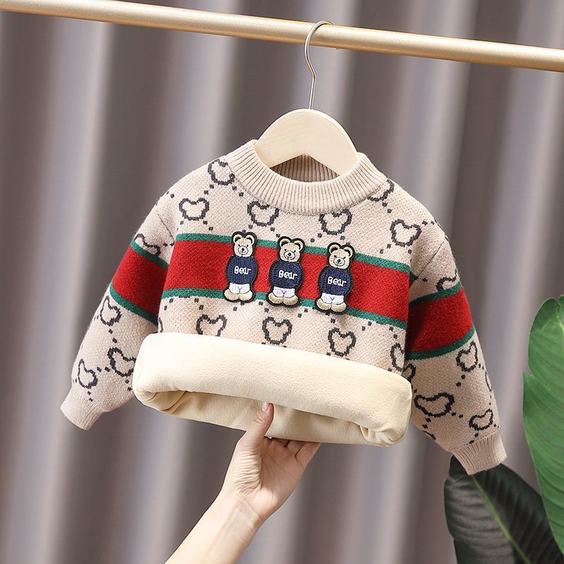 Warmer Strickpullover Für Jungen Und Mädchen Mit Fleece Futter_voghion.com