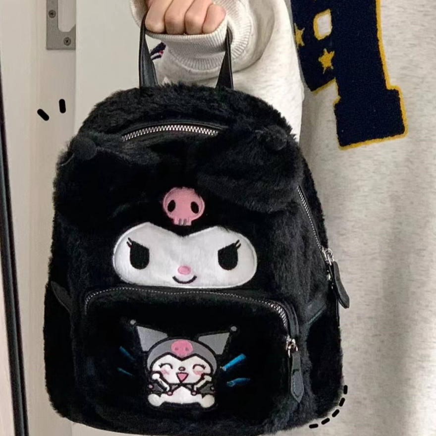Pudding dog Kuromi cartoon backpack female 2022 new student sweet large capacity Kt cat plush double backpack