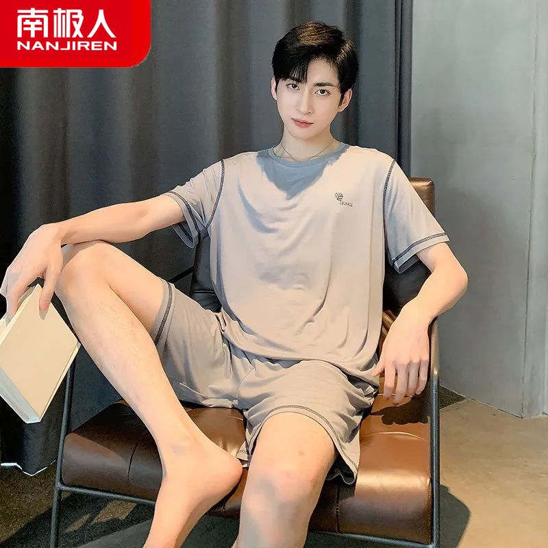Men's cotton pajamas summer short-sleeved modal summer thin section plus size loose home service suit