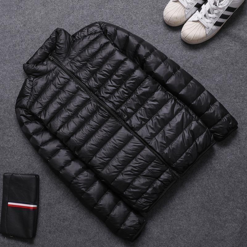 Stand-up collar hooded down padded jacket men's autumn and winter light and middle-aged youth special price clearance broken code brand processing short large size