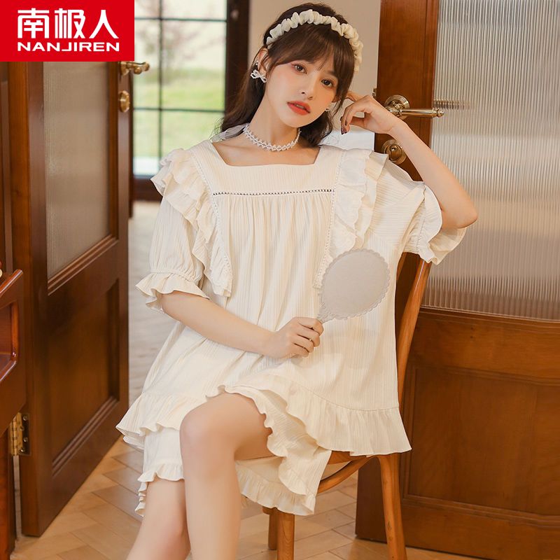 Palace style pajamas women's summer pure cotton thin section short-sleeved shorts sweet princess style home service suit