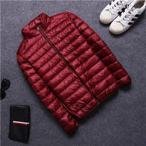 Stand-up collar hooded down padded jacket men's autumn and winter light and middle-aged youth special price clearance broken code brand processing short large size