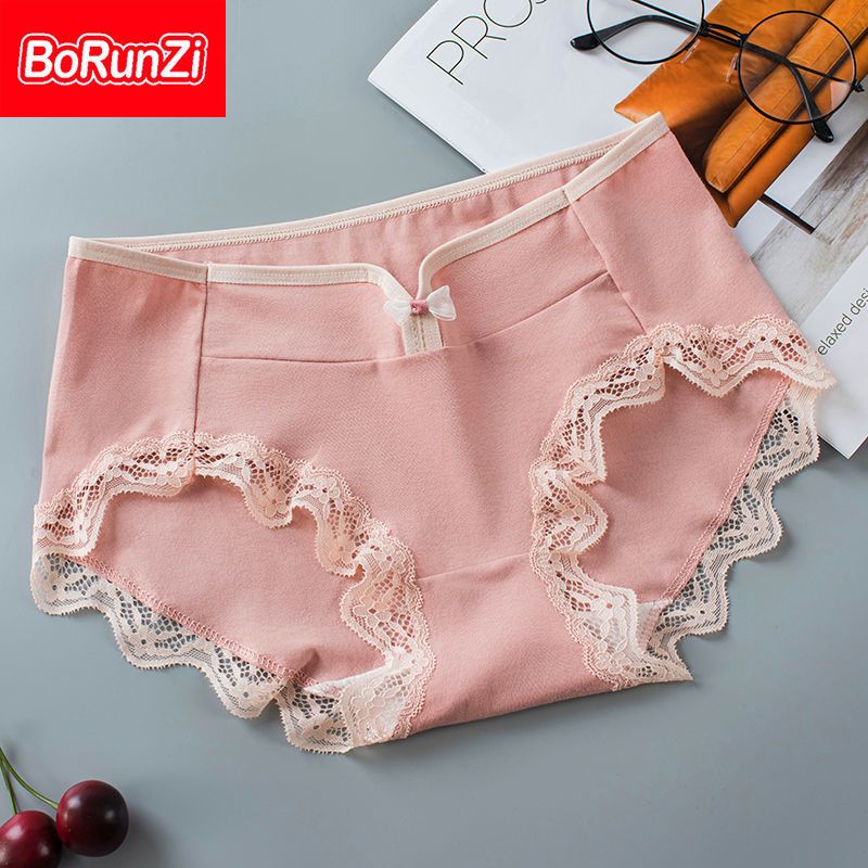 Ins Japanese sexy pure cotton underwear female antibacterial seamless girl student mid-waist breathable ladies large size briefs