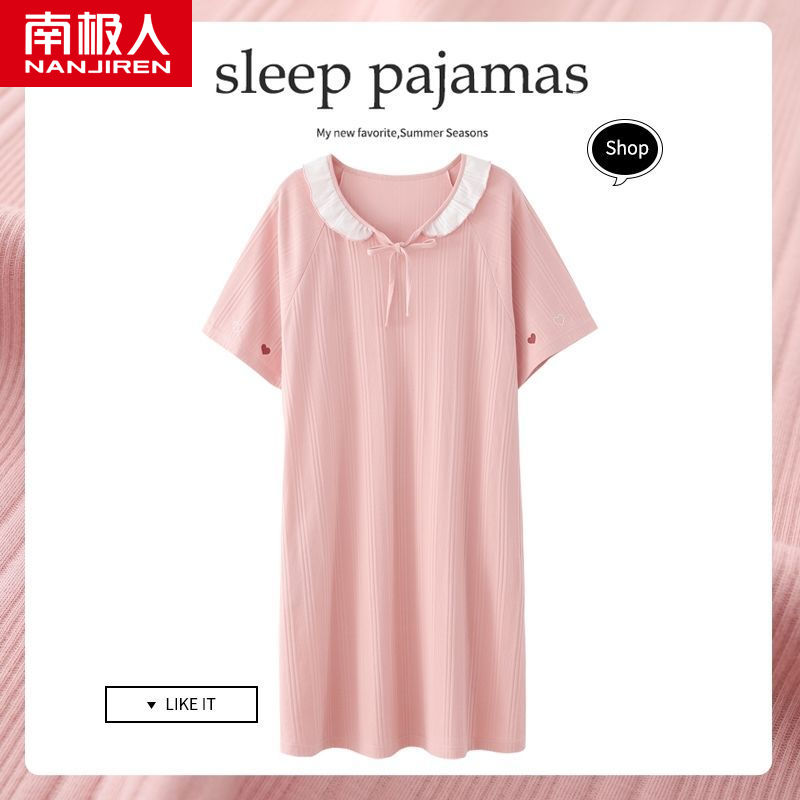 Nightdress female summer cotton short-sleeved dress ins super fairy student pajamas ladies summer home service