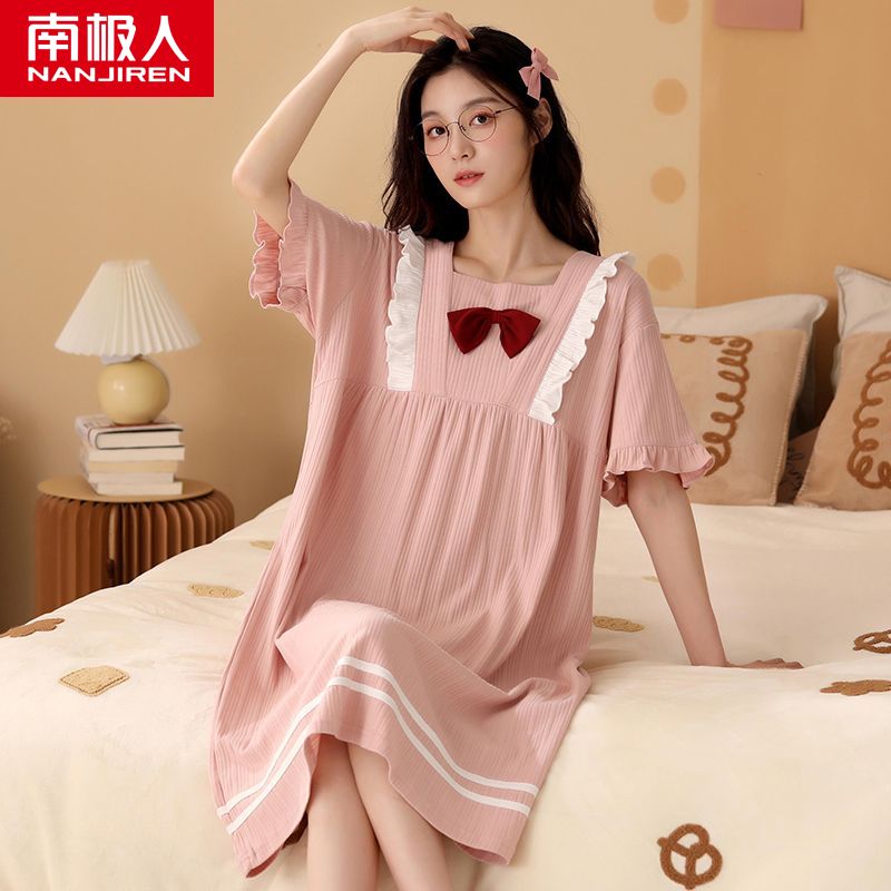2022 new nightdress women's summer thin cotton short-sleeved princess style pajamas summer thin dress