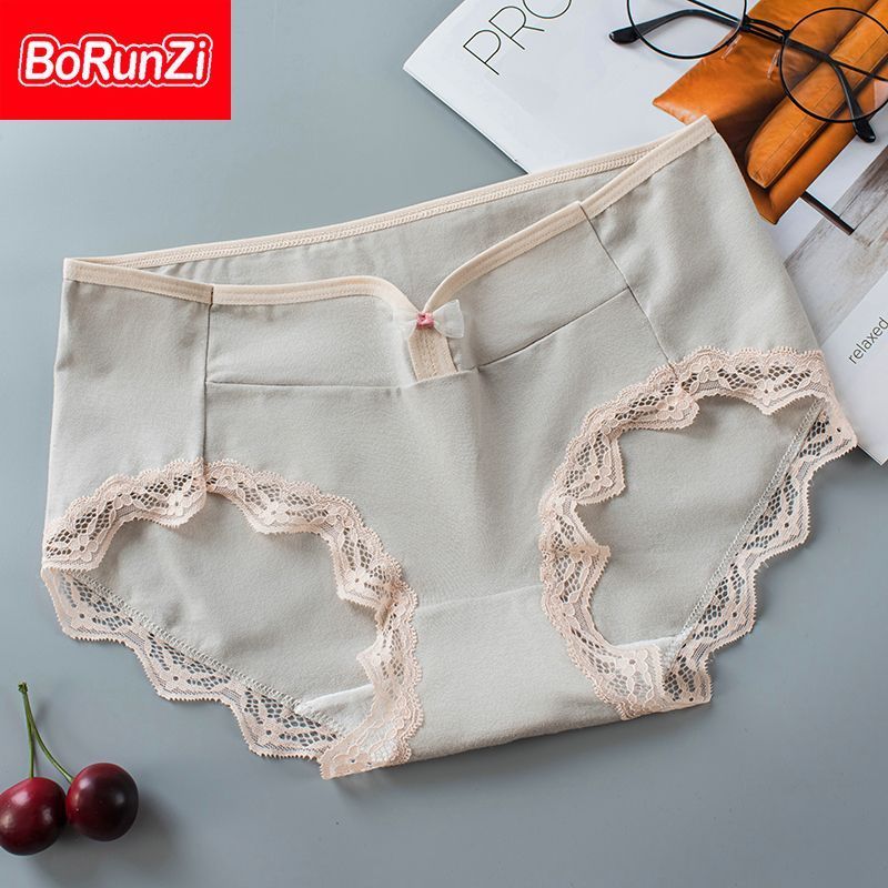 Ins Japanese sexy pure cotton underwear female antibacterial seamless girl student mid-waist breathable ladies large size briefs