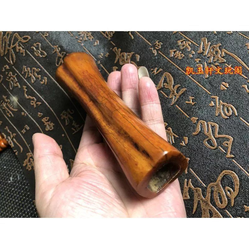 古玩西藏老牦牛骨手把件镇纸镇尺骨质文房四宝文玩家居摆件【15天内