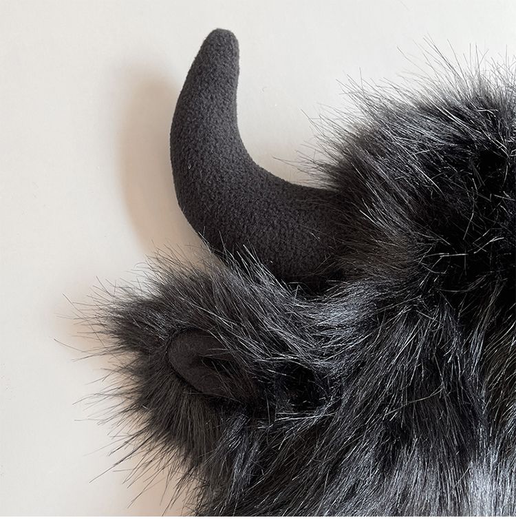 Big black cow Mao Mao Lei Feng hat for men and women, warm ears in winter, personalized windproof and cold-proof riding electric vehicle cotton hat_voghion.com