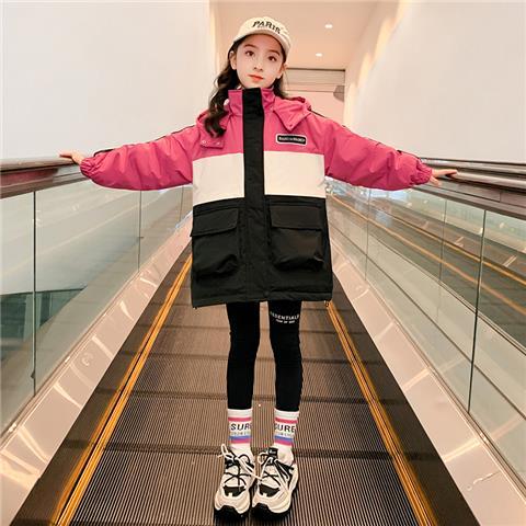 Girls coat autumn and winter 2022 new foreign style children's clothing children's school overcoat cotton coat girl big boy quilted thickened windbreaker