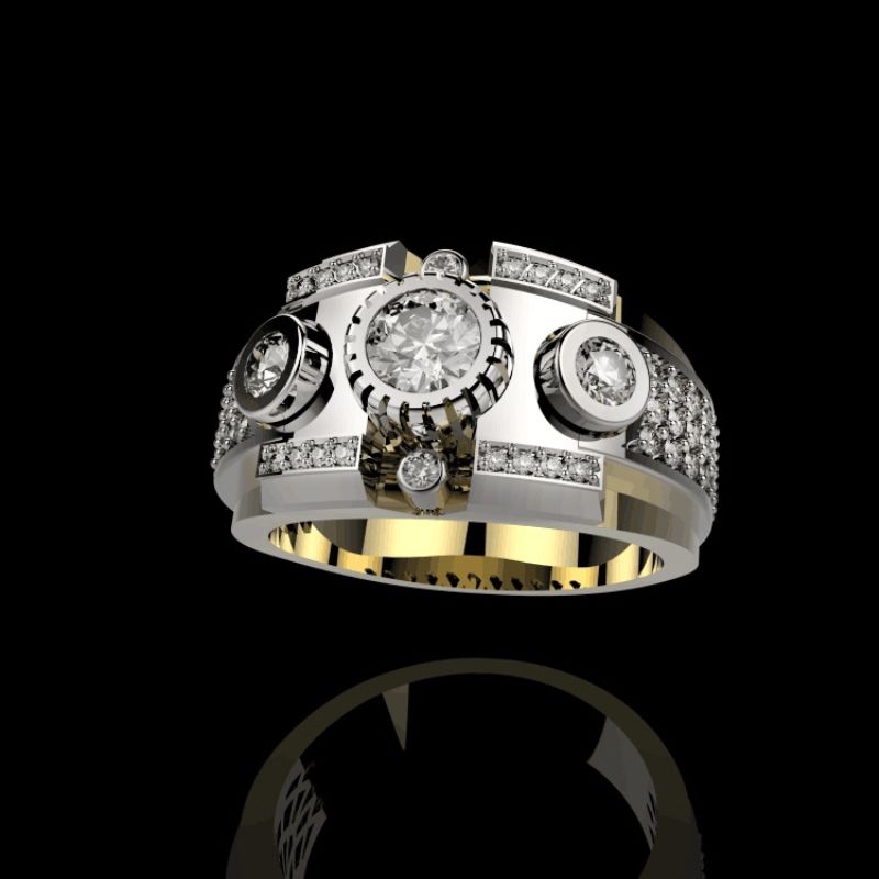 Herrenring mit Zirkonia-Einlage, modisches neues Design_voghion.com