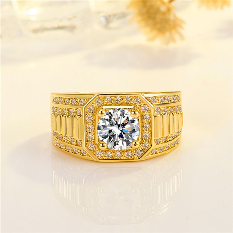 Bold Full-diamond Ring For Men Double Row Engagement Ring_voghion.com