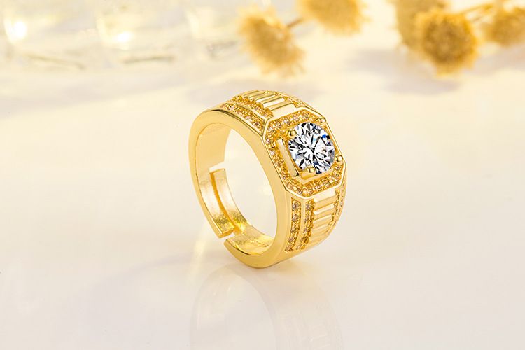 Bold Full-diamond Ring For Men Double Row Engagement Ring_voghion.com