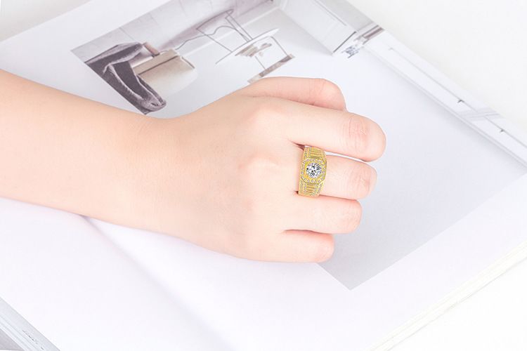 Bold Full-diamond Ring For Men Double Row Engagement Ring_voghion.com