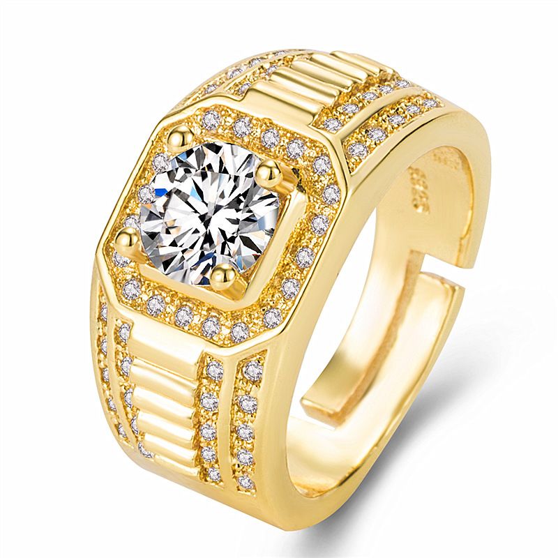Bold Full-diamond Ring For Men Double Row Engagement Ring_voghion.com