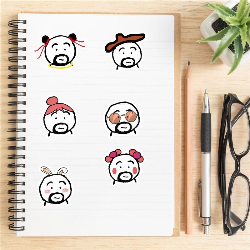 60 stupid cute dumb cute stickers sand sculpture funny emoticons package material mobile phone case water cup notes hand ledger