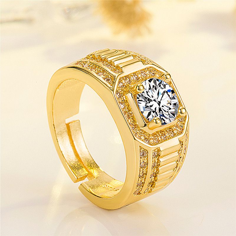 Bold Full-diamond Ring For Men Double Row Engagement Ring_voghion.com