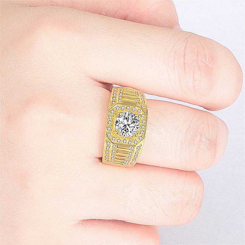 Bold Full-diamond Ring For Men Double Row Engagement Ring_voghion.com