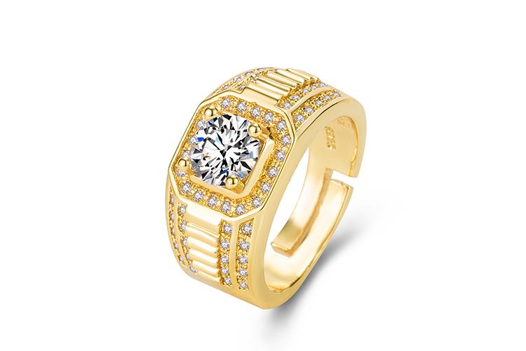 Bold Full-diamond Ring For Men Double Row Engagement Ring_voghion.com