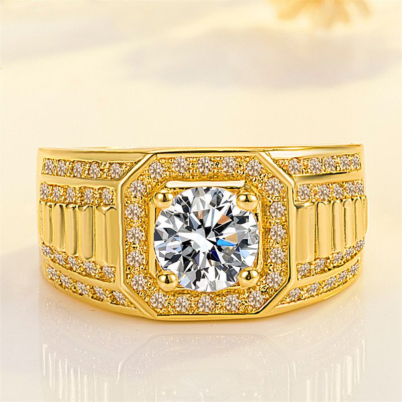 Bold Full-diamond Ring For Men Double Row Engagement Ring_voghion.com