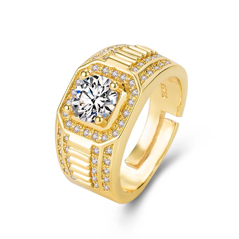 Bold Full-diamond Ring For Men Double Row Engagement Ring_voghion.com