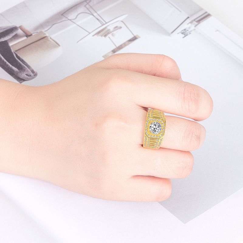 Bold Full-diamond Ring For Men Double Row Engagement Ring_voghion.com