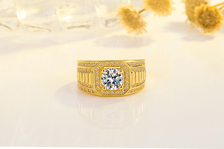 Bold Full-diamond Ring For Men Double Row Engagement Ring_voghion.com