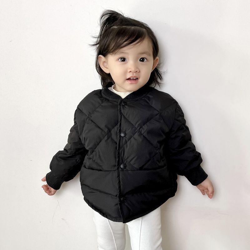 Boys and girls short section medium thick outdoor clothing cardigan warm clothing children winter Korean version of down jacket baby light jacket