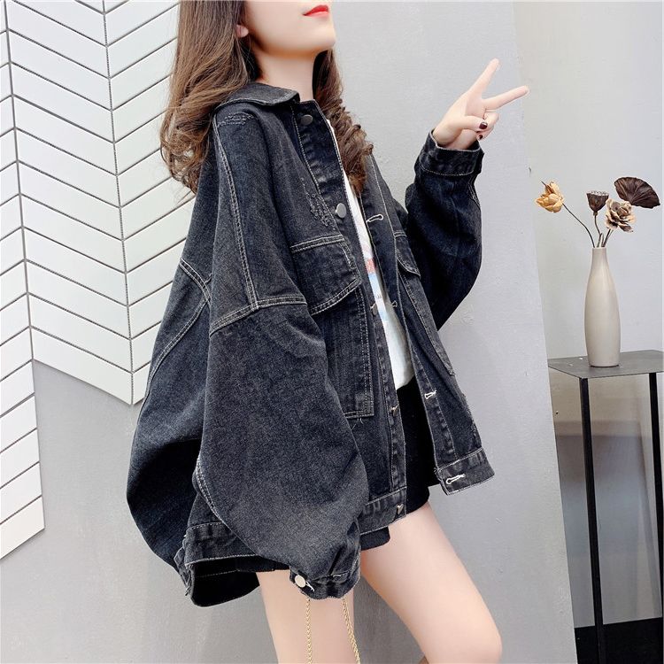 Early autumn net red fried street denim jacket female spring and autumn 2022 new Korean version loose Hong Kong style retro all-match top