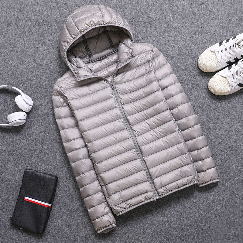 Autumn and winter new men's light down cotton jacket men's stand collar short fashion jacket hooded middle-aged and elderly warm cotton-padded jacket