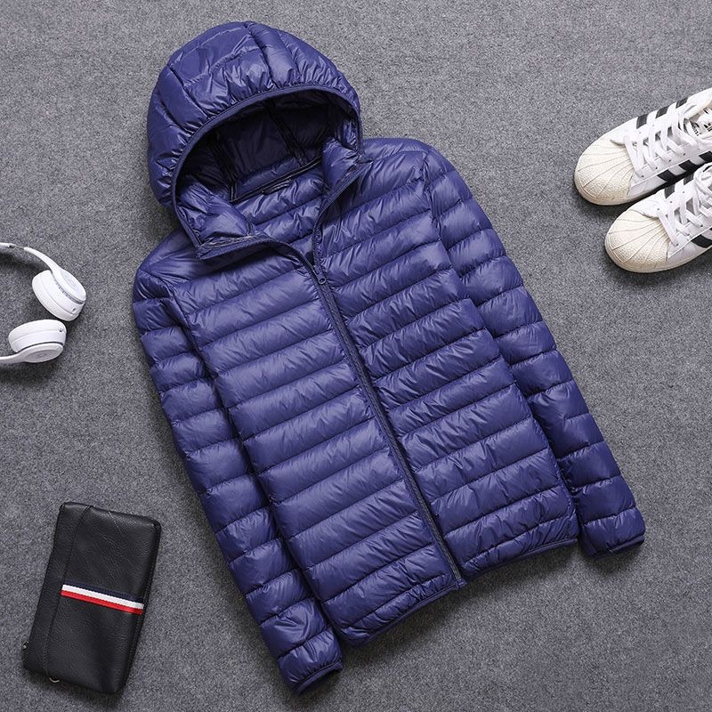 Autumn and winter new men's light down cotton jacket men's stand collar short fashion jacket hooded middle-aged and elderly warm cotton-padded jacket